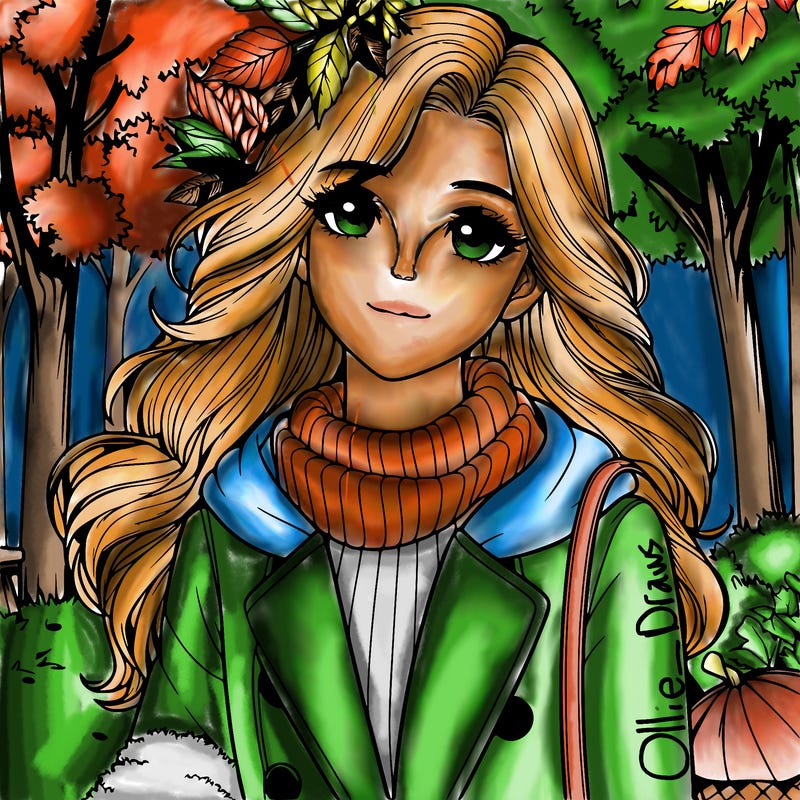 realistic girl in autumn