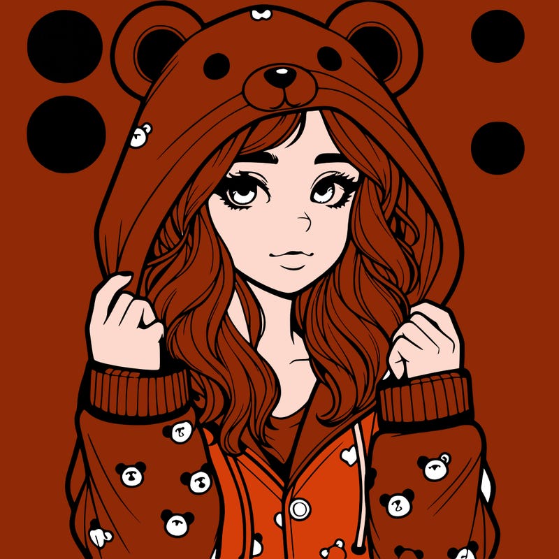 realistic girl in a animal pjs hoodie