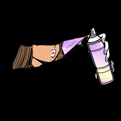 realistic girl spray painting