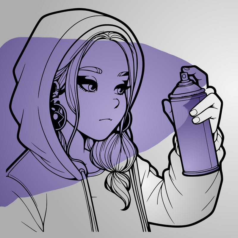 a realistic girl, spray painting