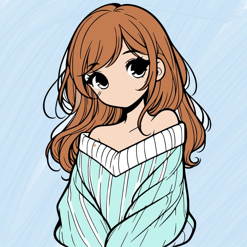 shy pretty girl wearing a sweater that is falling off one shoulder portrait