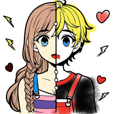 realistic girl boy split
