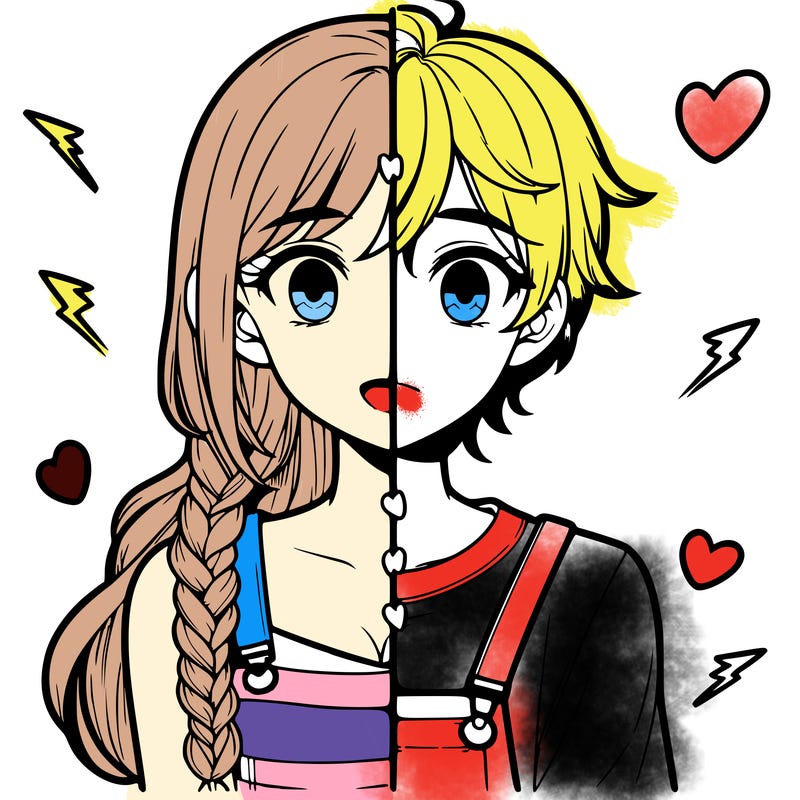 realistic girl boy split