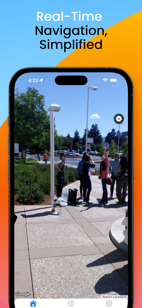 Lite Maps: 3D & Street View - iPhone screen displaying real time street view navigation on the Lite Maps app