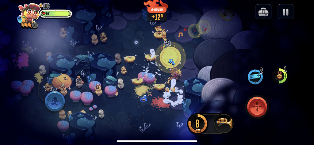 Juicy Realm - Action gameplay in Juicy Realm where a character fights mutant fruit enemies using unique weapons