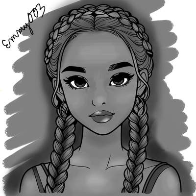 realistic girl with braids