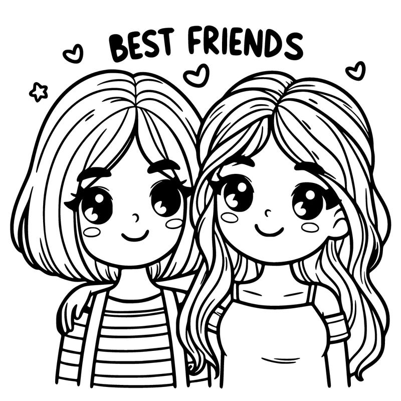 best friends one with short hair one with long hair