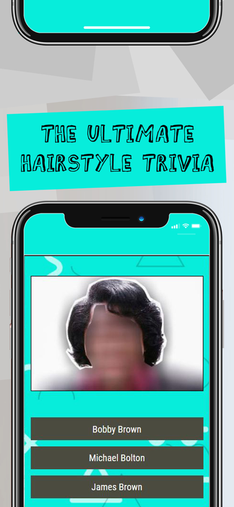 Guess The Celebrity Hairstyle - Gameplay screen of Guess The Celebrity Hairstyle trivia game showing a blurred photo and multiple choice options