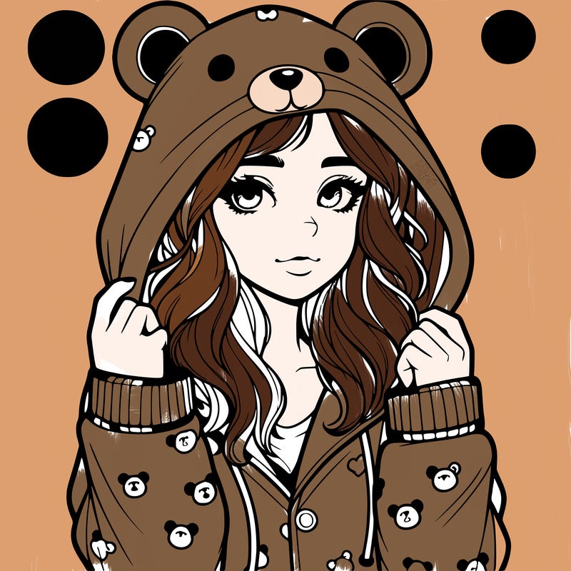 realistic girl in a animal pjs hoodie
