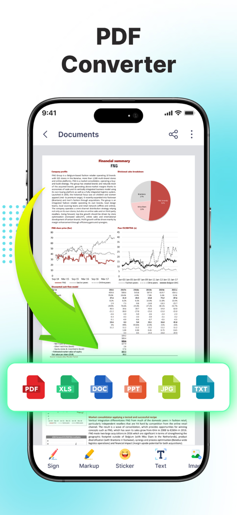 ScanX Pro: Scan PDF, Document - ScanX Pro app interface displaying PDF converter options and mobile document editing tools