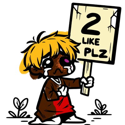 small poor toddler crying with sign that says 2 like plz