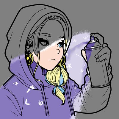a realistic girl, spray painting