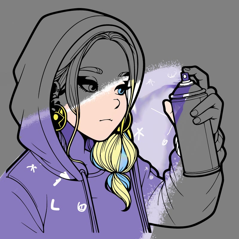 a realistic girl, spray painting