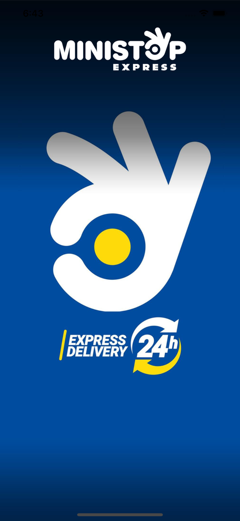 Ministop Express - Ministop Express app splash screen featuring the company logo and 24h delivery icon
