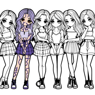 a group of girls realistic