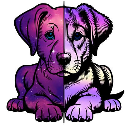 realistic dog split picture