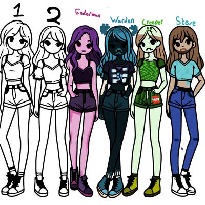 a group of girls wearing crop tops and shorts