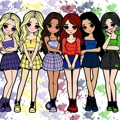 a group of girls realistic