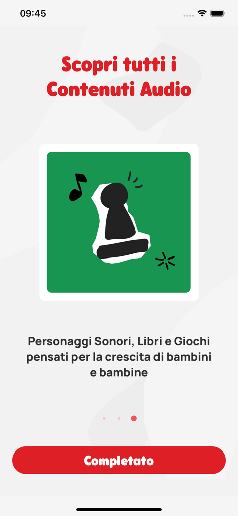 MyFaba – Il tuo Raccontastorie - MyFabaアプリの画面。サウンドキャラクターと子供向けのオーディオコンテンツが表示されています。