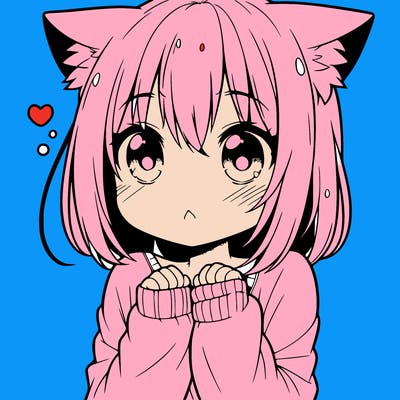 shy anime catgirl