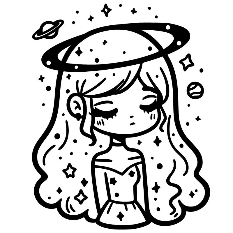 galaxy girl with a galaxy halo