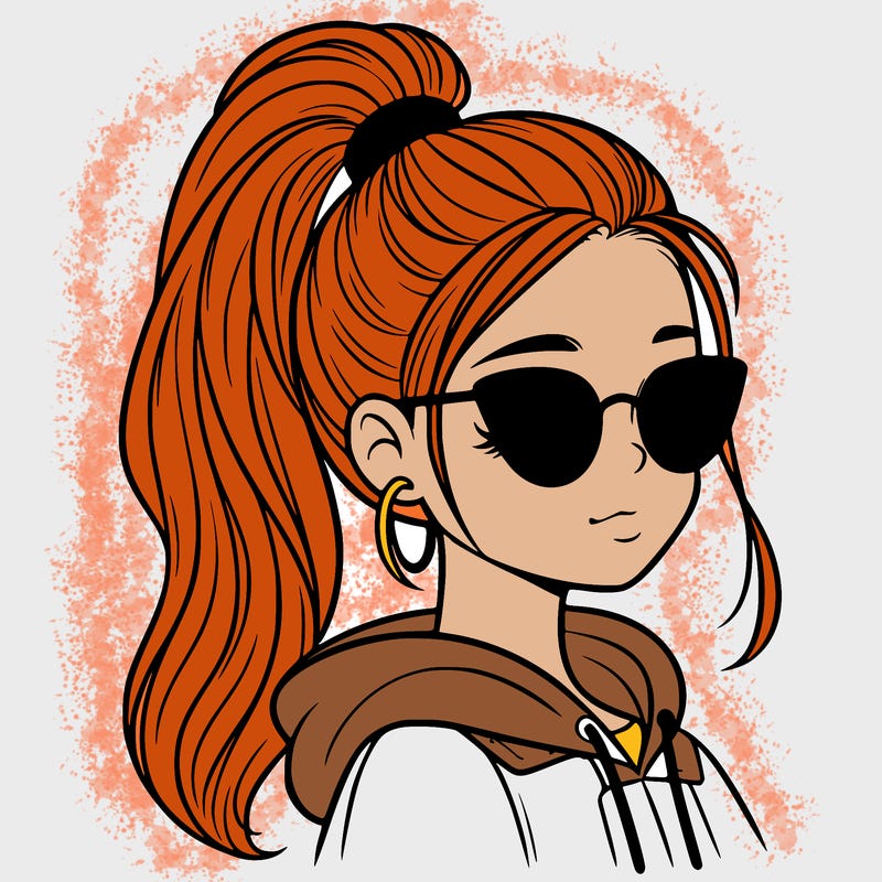 girl with high ponytail and sunglasses