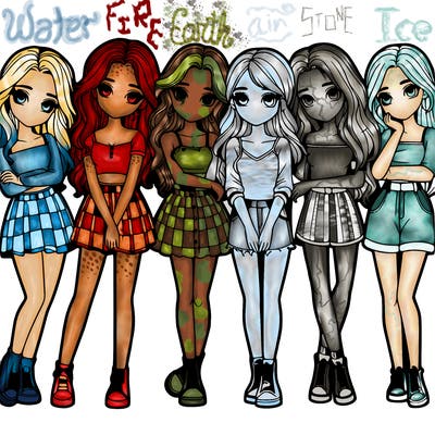 a group of girls realistic