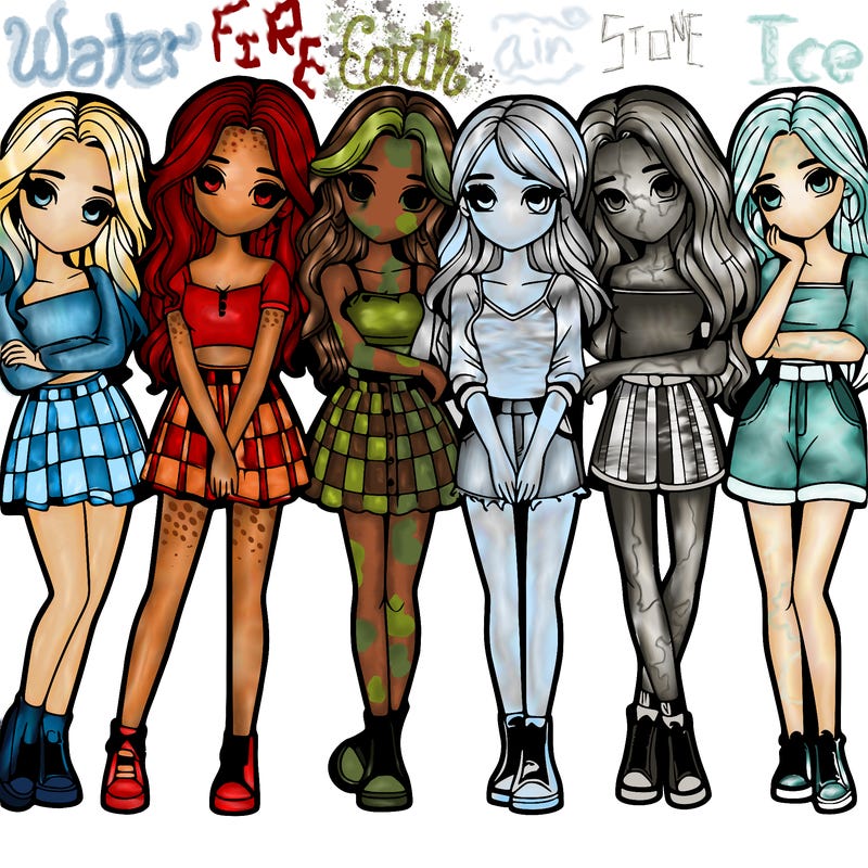 a group of girls realistic