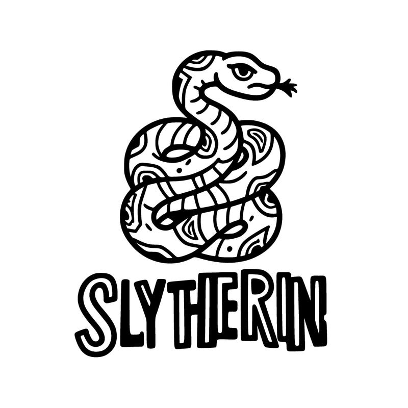 slytherin but the letters are snakes