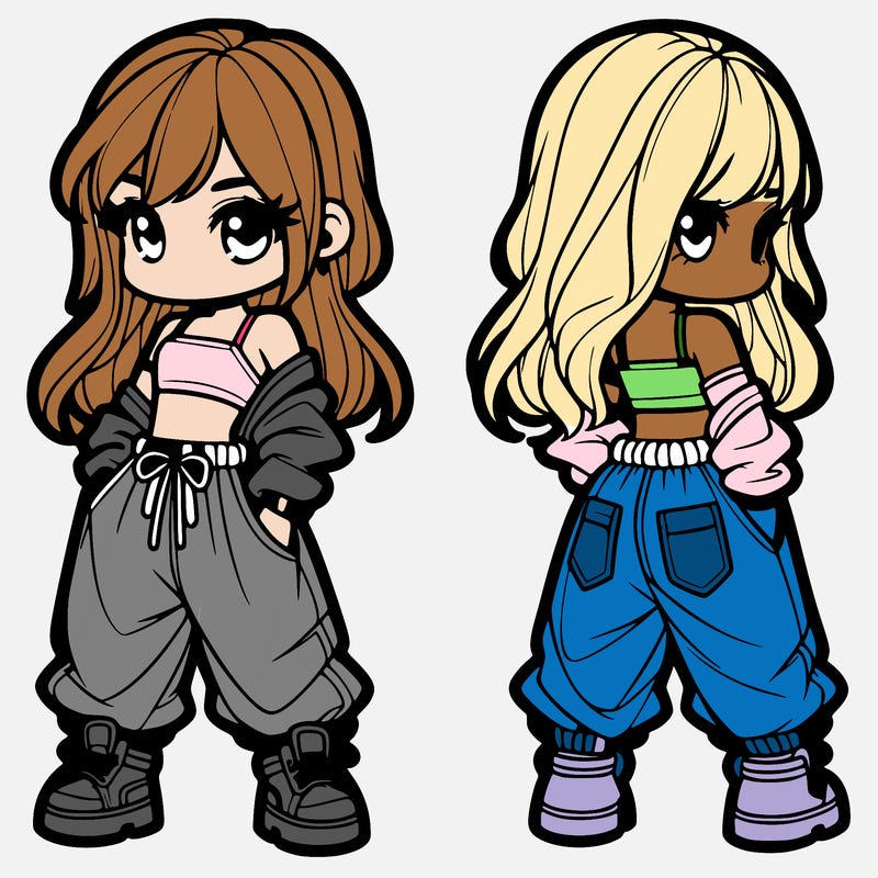 girl in crop top and baggy pants