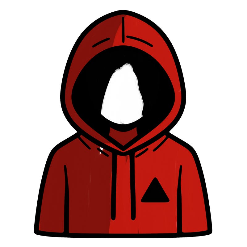 a person with non face waering a hoodie with a small triangle symbol