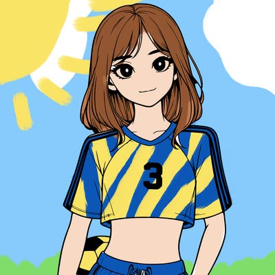 realistic girl wearing soccer jersey