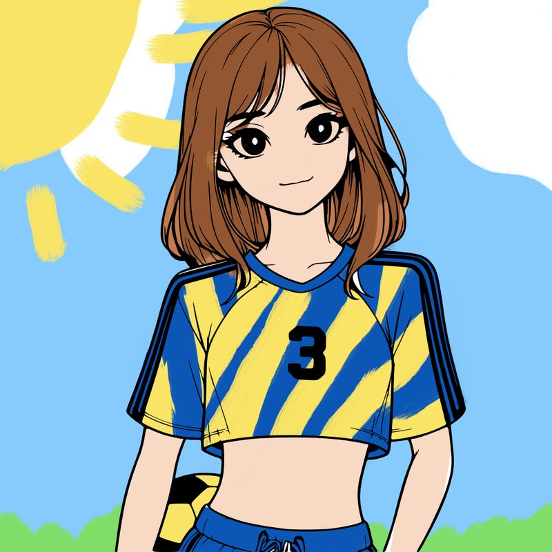 realistic girl wearing soccer jersey
