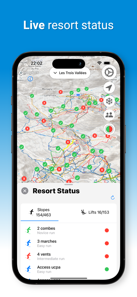 LastLift - Ski & Snowboard - Live resort status map and slope conditions in the LastLift ski and snowboard app