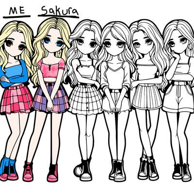 a group of girls realistic