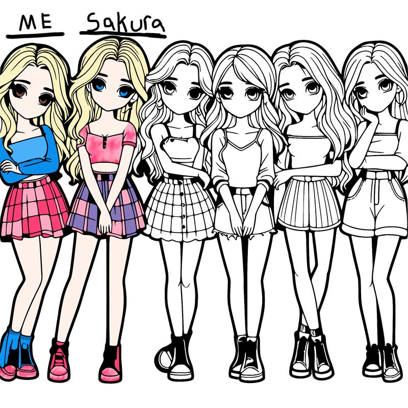 a group of girls realistic