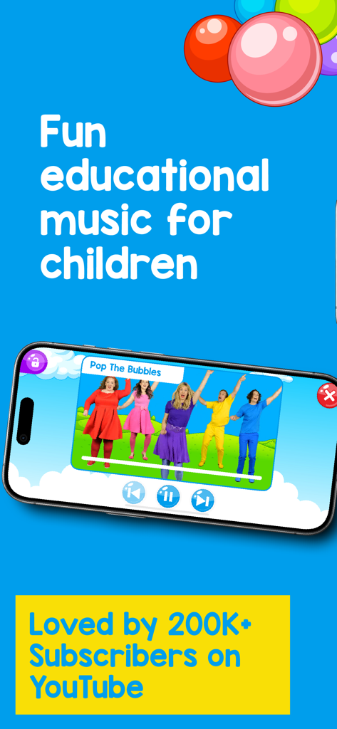 Bounce Patrol Nursery Rhymes! - Teléfono inteligente mostrando la app de Bounce Patrol con música educativa para niños