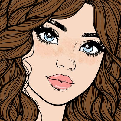 beautiful realistic girl close up to the camera with wavy hair,