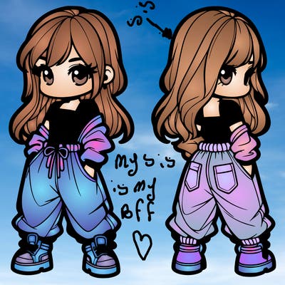 girl in crop top and baggy pants