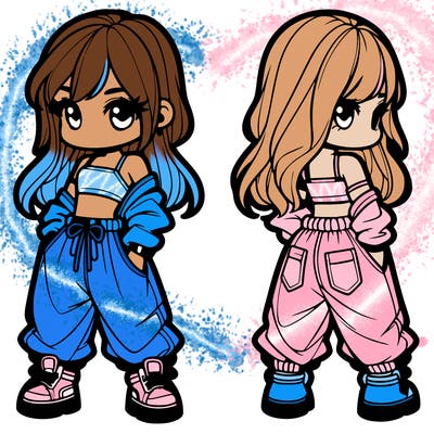 girl in crop top and baggy pants