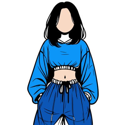 realistic girl faceless with baggy pants and a crop top