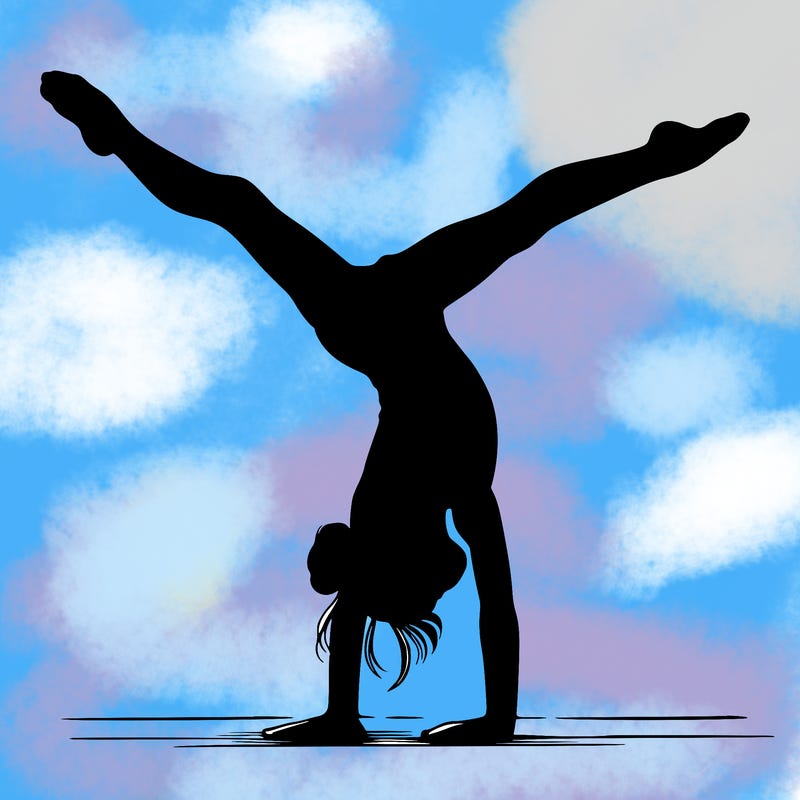 realistic gymnastic hand stand girl in four splits