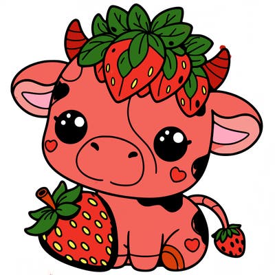 cute strawberry cow