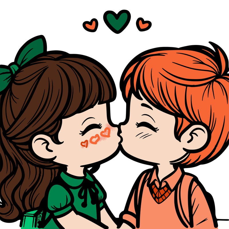 boy and girl kissing