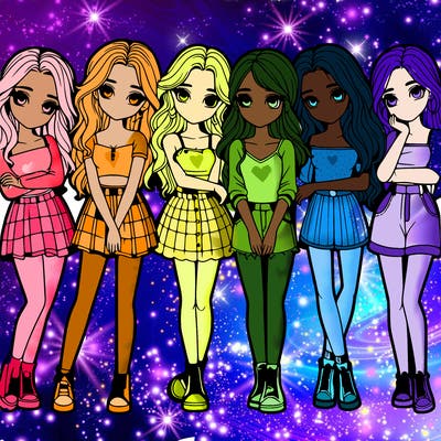 a group of girls realistic