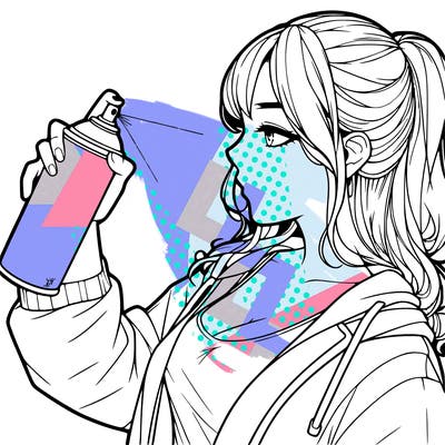 a realistic girl spray, painting