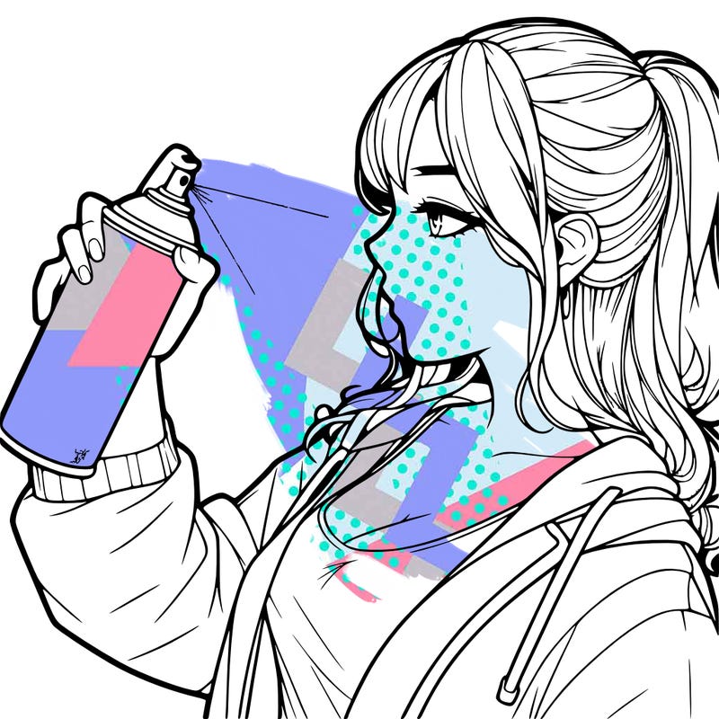 a realistic girl spray, painting