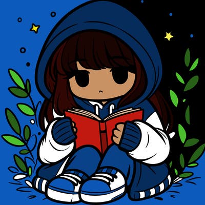 girl in oversized hoodie reading a book