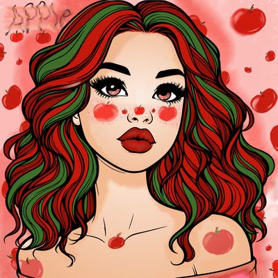 realistic girl with wavy hair and lips