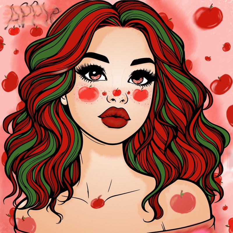 realistic girl with wavy hair and lips